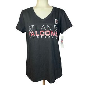 Atlanta Falcons NFL Team Apparel Black V-Neck Tee Shirt Women’s Size Medium